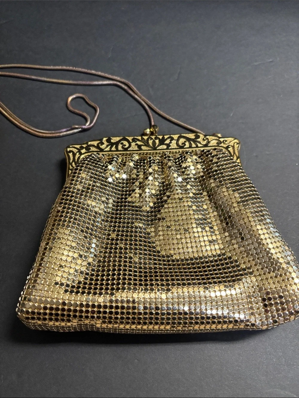 Gold Metallic Mesh Evening Clutch - Andre’ Cellini